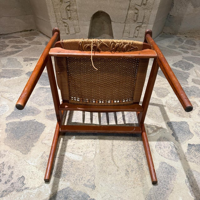 Attr Arne Vodder Solid Wood Frame Curved Spindle Backrest Woven Paper Cord For Sale - Image 13 of 15