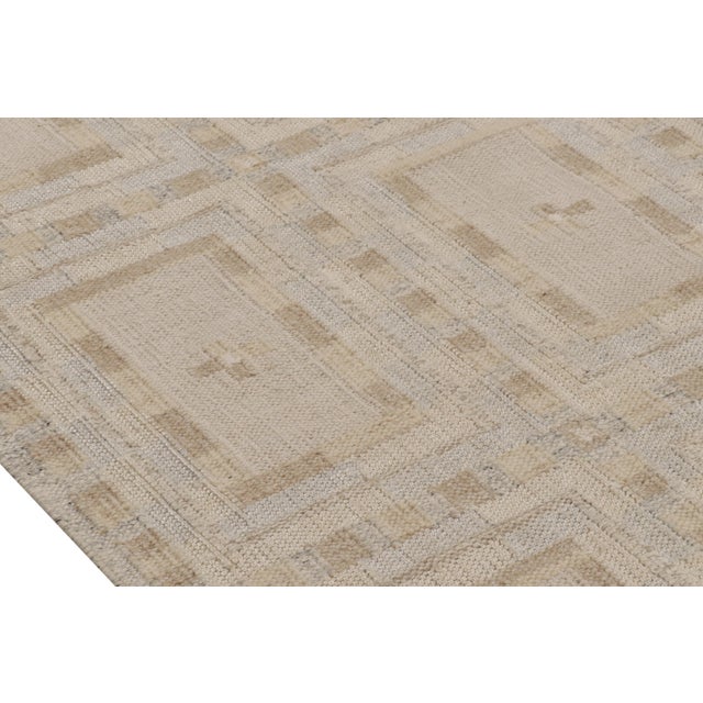 Rug & Kilim Rug & Kilim’s Oversized Scandinavian Style Rug, Minimalist Geometry in Silk For Sale - Image 4 of 8