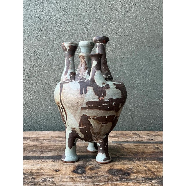 Vintage Multineck Ceramic Vessel For Sale In West Palm - Image 6 of 12
