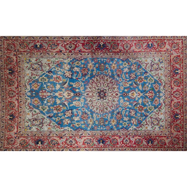 Textile Middle Eastern Hand-Knotted Tabriz Rug For Sale - Image 7 of 9
