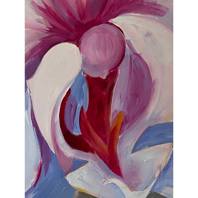 2020s Original Large Close Orchid Painting Inspired by Georgia O'Keeffe From Marina Movshina For Sale - Image 5 of 5