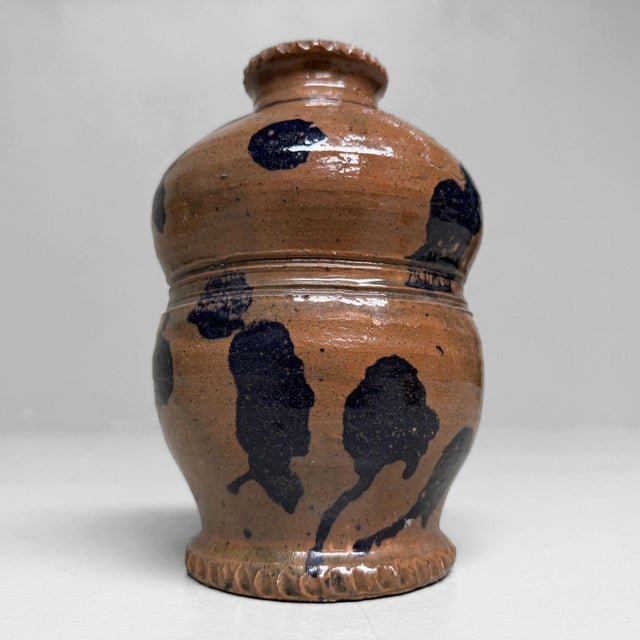 Vintage Dark Blue Glazed Ceramic Vase, Italy, 1990s For Sale - Image 10 of 17