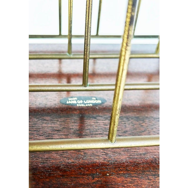 Jans of London Antique Revolving Magazine Stand in Brass and Mahogany For Sale - Image 9 of 11