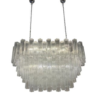 Contemporary Modern Oval "Tronchi" Murano Glass Chandelier For Sale