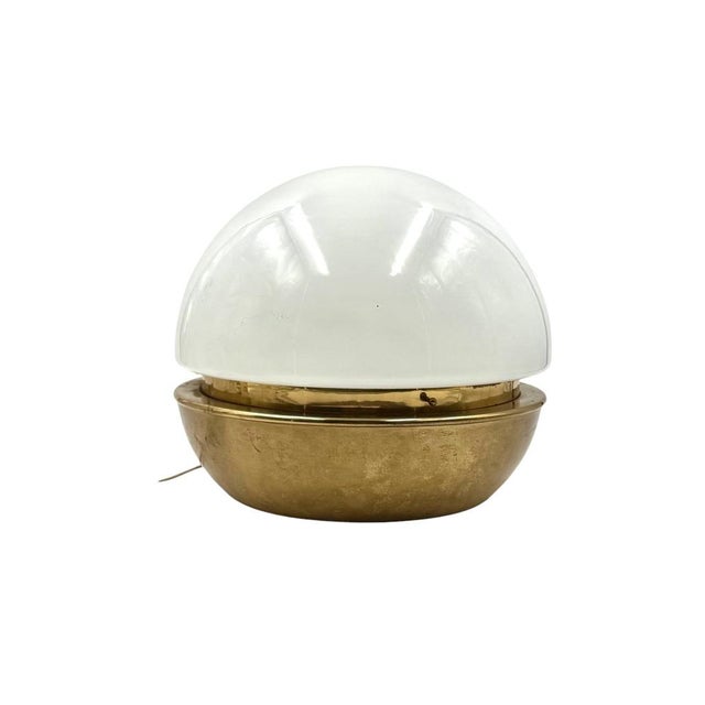 Mid-Century Brass and Glass Dome Table Lamp, Italy, 1960s For Sale - Image 10 of 13