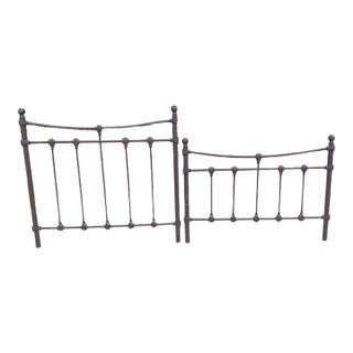 Metal Twin Headboard and Footboard Dark Tone Brown For Sale