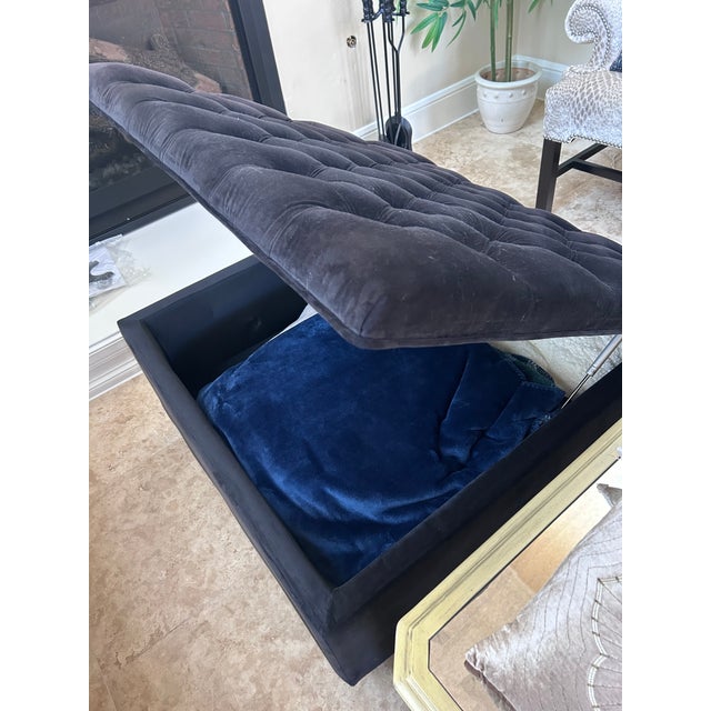 Custom Furniture Builders Upholstered Black Tufted Sofa & Ottoman For Sale - Image 4 of 6