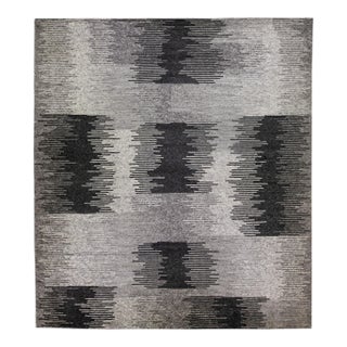 Gray Modern Moroccan Style Handmade Abstract Designed Oversize Wool Rug For Sale