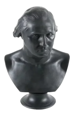 Antique 19th Century Wedgwood Black Basalt Bust of President George Washington After Jean Antoine Houdon