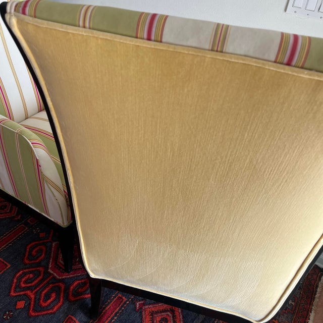 1980s 1980s Palm Beach Style High Back Chairs Upholstered Loveseat - A Pair For Sale - Image 5 of 6