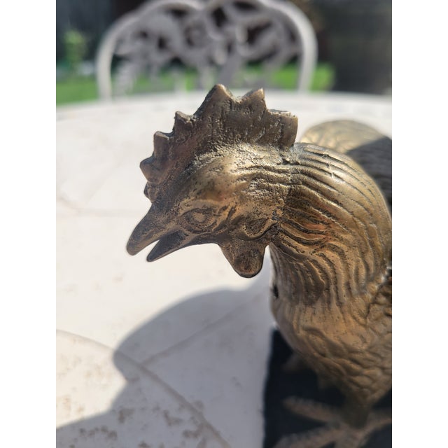 Pair of Vintage Brass Roosters For Sale - Image 9 of 12