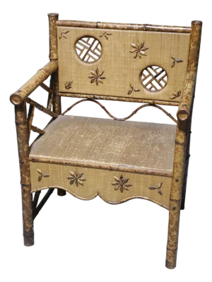Antique Victorian Bamboo & Rattan Arm Chair
