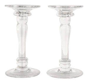 Mid-Century Modern Translucent Glass Doric Column Candlesticks