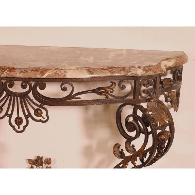 19th Century 19th Century Louis XV Style Wrought Iron Console For Sale - Image 5 of 14