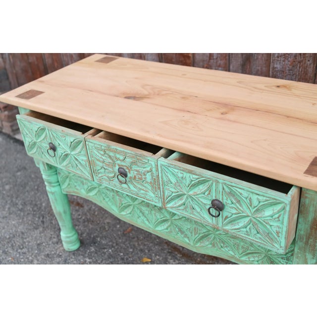 1950s 1950s Mint Green Moorish Carved Console For Sale - Image 5 of 10