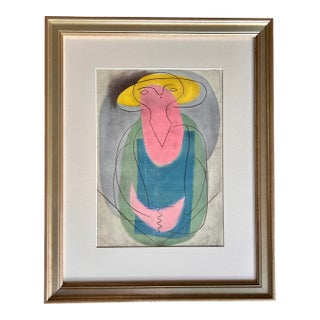 Pablo Picasso Woman With Yellow Hat Vintage Original Pochoir Print For Sale