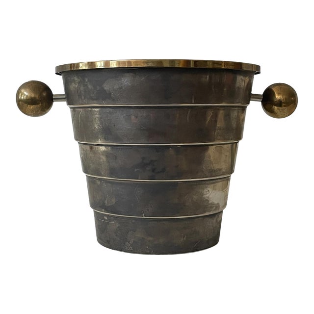 1980s Larry Laslo Art Deco Style Silverplate Champagne Bucket For Sale