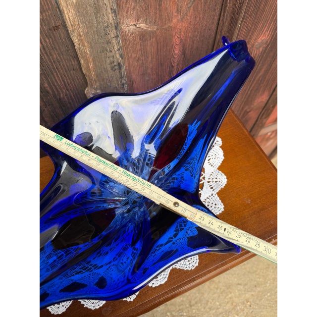 Blue Large Mid-Century Blue-Red-Clear Sommerso Murano Glass Bowl, 1960s For Sale - Image 8 of 18