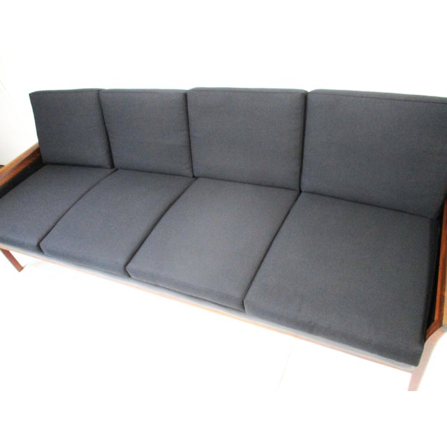 Wood Knut Saeter Rosewood Upholstered Sofa for Hans Olsen Norway For Sale - Image 7 of 13