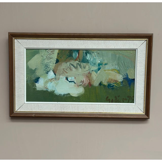 Ragnar Godin, Composition in Green, 1975, Oil on Panel, Framed For Sale - Image 11 of 16