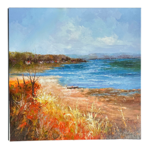 Coastal Shoreline Landscape, Original Oil Painting by Jan Matino