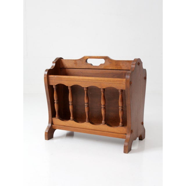 Mid-Century Colonial Style Wood Magazine Rack For Sale - Image 6 of 8