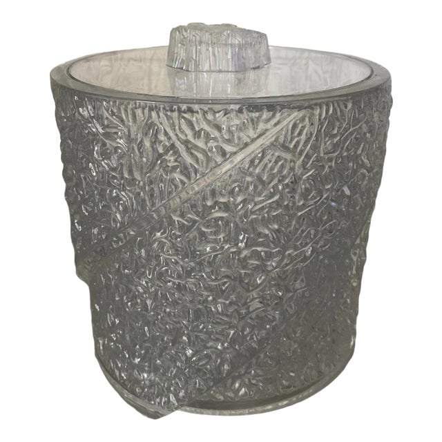 Mid-Century Modern Lucite Iceberg Textured Ice Bucket With Lid For Sale