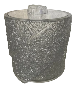 Mid-Century Modern Lucite Iceberg Textured Ice Bucket With Lid