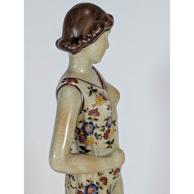1940s Rare Porcelain Art Deco Nude Figural Statue, Sculpture, Handpainted, 1940's For Sale - Image 5 of 12