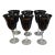 Vintage Mid-Century Modern Black Dark Amethyst Clear Stem Goblets Glasses - Set of Six For Sale