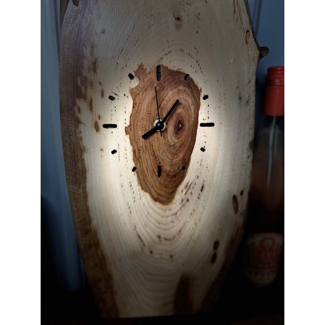 Wood Fully Custom Handmade Pecan Live Edge Wall/Mantel Clock – Crafted From Scratch With Soulful Details For Sale - Image 7 of 7
