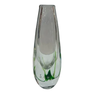 V. Lindstrand for Kosta Boda Tall Blown Glass Vase Signed and Numbered