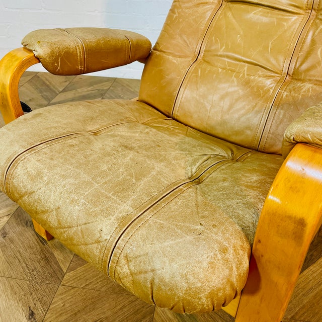 Mid-Century Leather Lounge Chair by Skoghaug, 1970s For Sale - Image 10 of 18