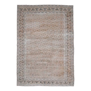 1970s Vintage Persian Handmade Wool Cotton Beige Area Rug For Sale