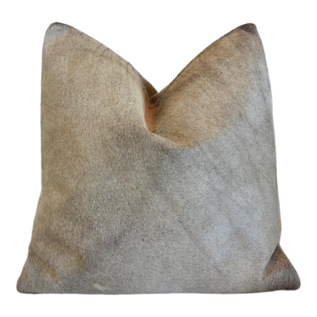 Western Southwestern Brazilian Cowhide Brown & Cream Feather/Down Pillow For Sale