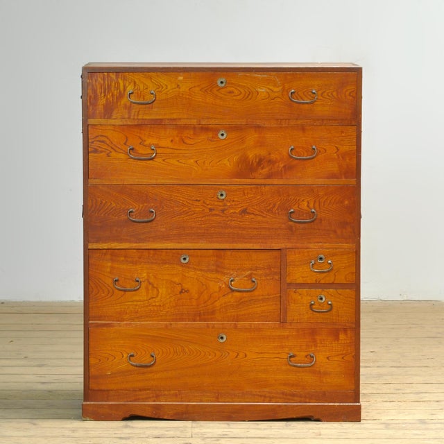 Traditional Japanese Tansu chest of drawers from circa 1910. Manufactured during the late Meiji period to early Taishō...
