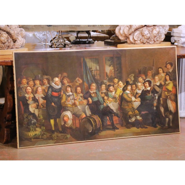 Traditional 19th Century Dutch School Banquet Scene Oil Painting After Van Der Helst For Sale - Image 3 of 15