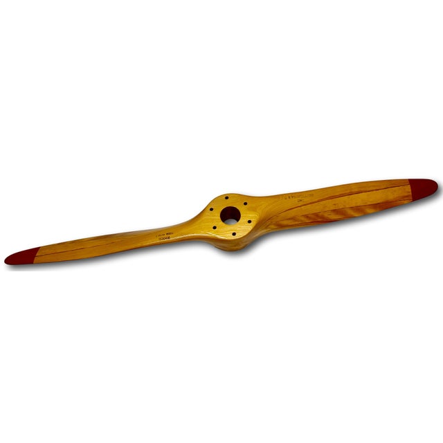 Beautiful Authentic Vintage Hand Made Maple Wood U S Propellers Inc. Airplane Propeller - 44 Inches Long For Sale - Image 9 of 18