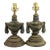 Pair of Hollywood Regency Tassel Urn Metal Finial Lamps, 14.25” High Each For Sale
