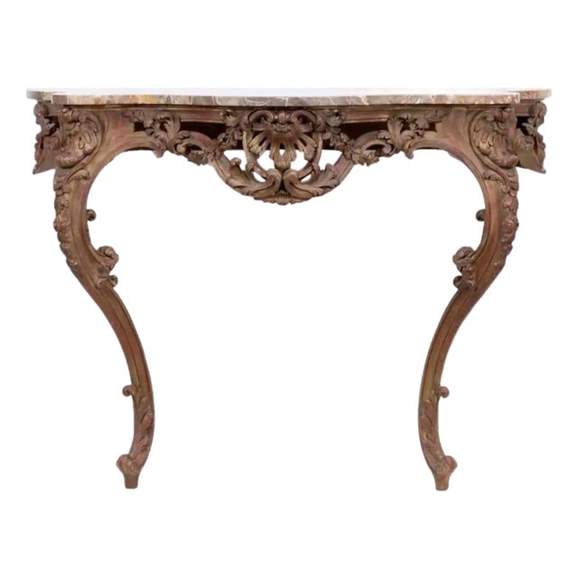 Antique Rococo Italian Marble Wall Console For Sale