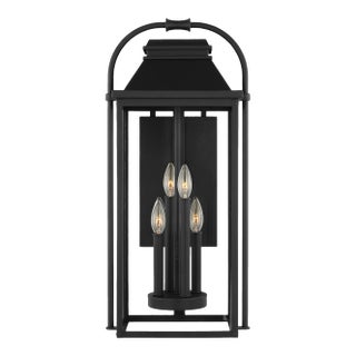 Sean Lavin by Visual Comfort Studio Wellsworth 4-Light Outdoor Large Lantern Sconce in Textured Black For Sale