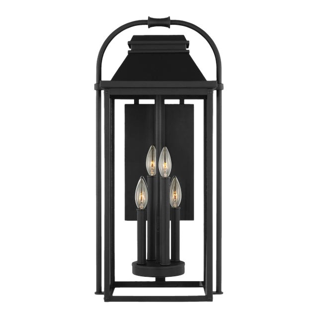 Sean Lavin by Visual Comfort Studio Wellsworth 4-Light Outdoor Large Lantern Sconce in Textured Black For Sale