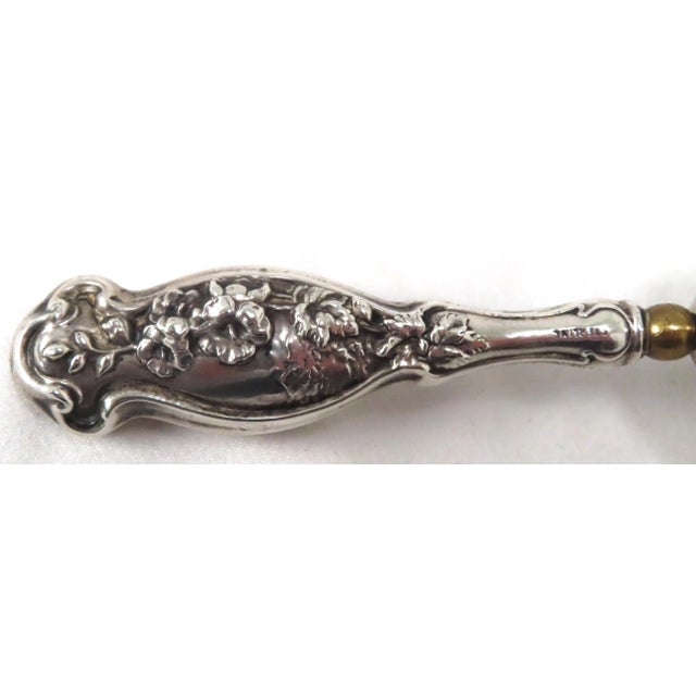 Antique Art Nouveau Motif Sterling Silver Handle & Nickle Plated Bronze Dinner Bell For Sale - Image 9 of 13