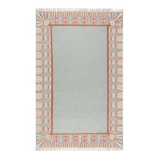 Part & Parcel Goods Wool Tassel Rug, 8' x 10', Sky Blue, Topaz and Eggshell For Sale