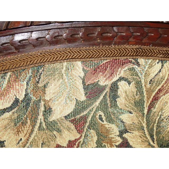 Wood Vintage French Provincially Carved W Floral Tapestry Fireplace Screen Decor For Sale - Image 7 of 11