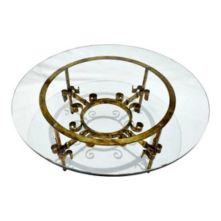 Gilt Iron Coffee/Cocktail Table in the Manner of Gilbert Poillerat For Sale