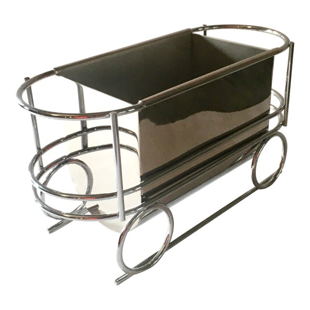 1970s Art Deco Style Chrome Caboose Wine Bottle Trolly For Sale