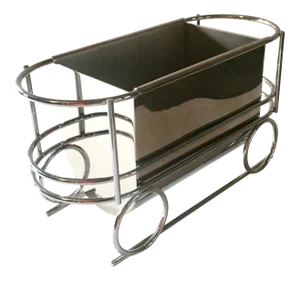 1970s Art Deco Style Chrome Caboose Wine Bottle Trolly