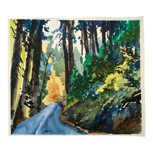 “Highway 9” Abstract Landscape Watercolor Painting by Mary Alice Copp 2023 -