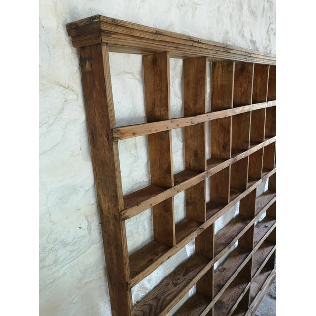 Wood Vintage Spanish Industrial Pine Pigeon Hole Shelf, 1940s For Sale - Image 7 of 11
